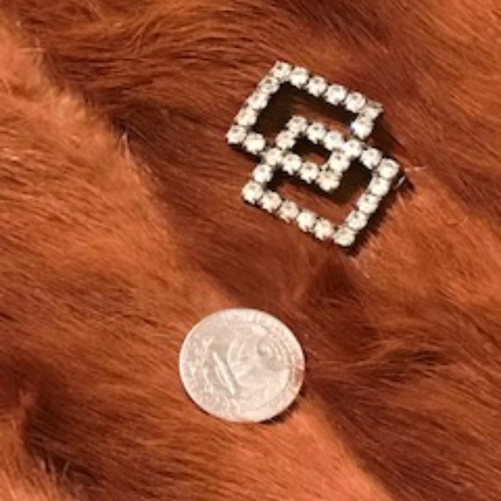 Vintage Rhinestone Connected Rectangles Brooch - image 2